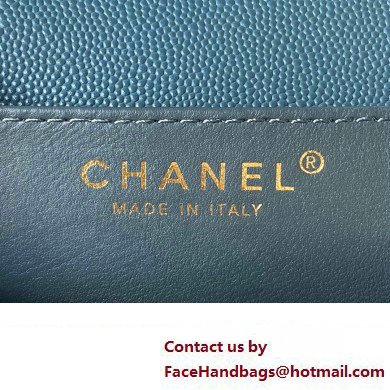 Chanel Grained Calfskin  &  Gold-Tone Metal Chain Flap Bag AS4431 Blue 2023